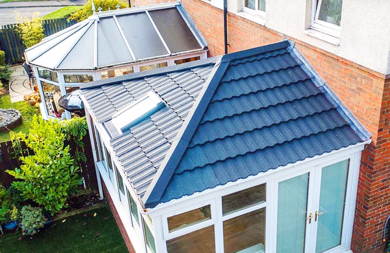 Conservatory roof replacement with Metrotile by Speedy Roofing in Lanarkshire