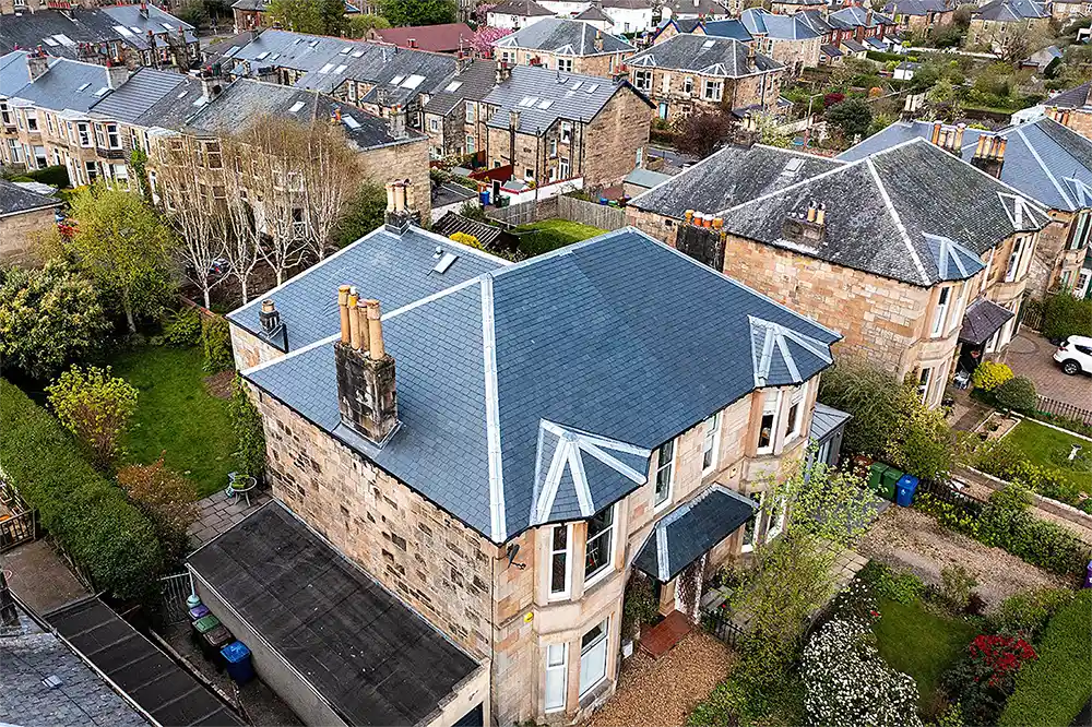 Completed slate roof replacement — Glasgow